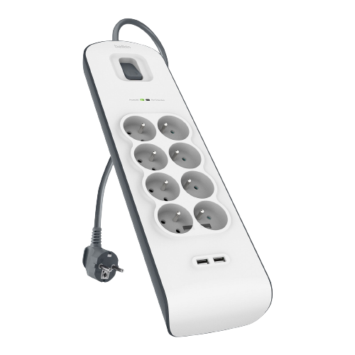 Multiprise parafoudre  8 prises avec 2 ports  USB 2,4 A